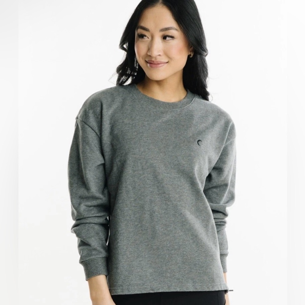 ZYIA Women's Gray Energetic Zipper Crewneck Sweatshirt Size L